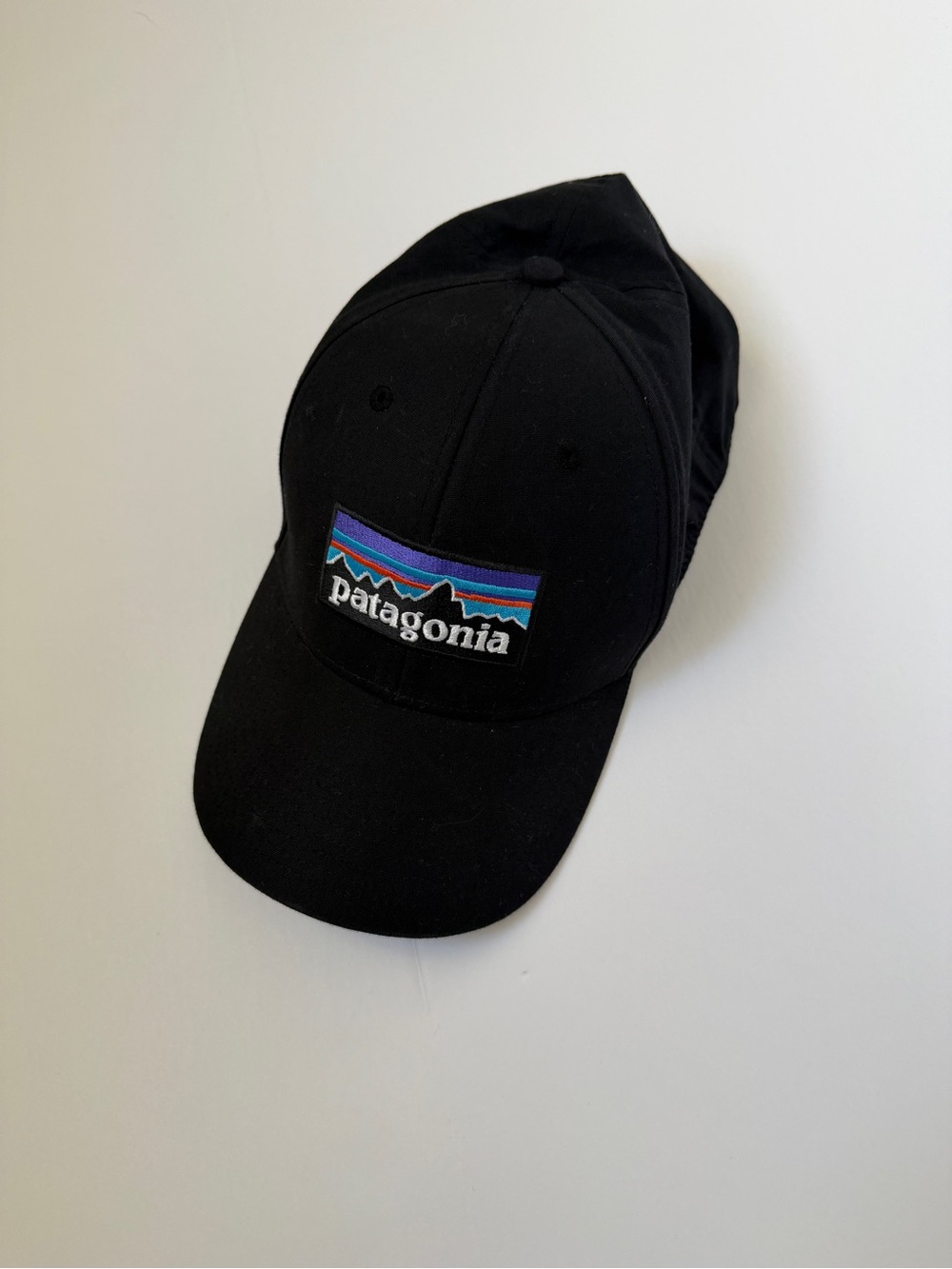 Patagonia Black Cap with Multicolor Mountain Patch Size Small